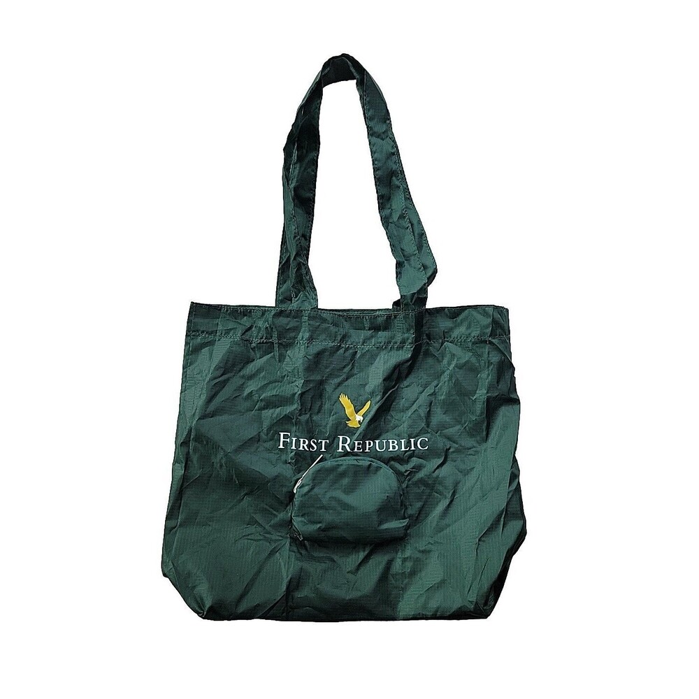 First Republic Bank Reusable Shopping Grocery Bag Swag Bag Folds Into Itself FRB